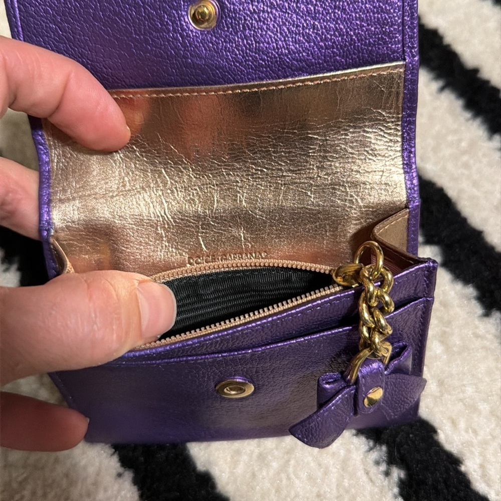 Dolce & Gabbana Metallic Purple Leather Wallet - Picture 5 of 10